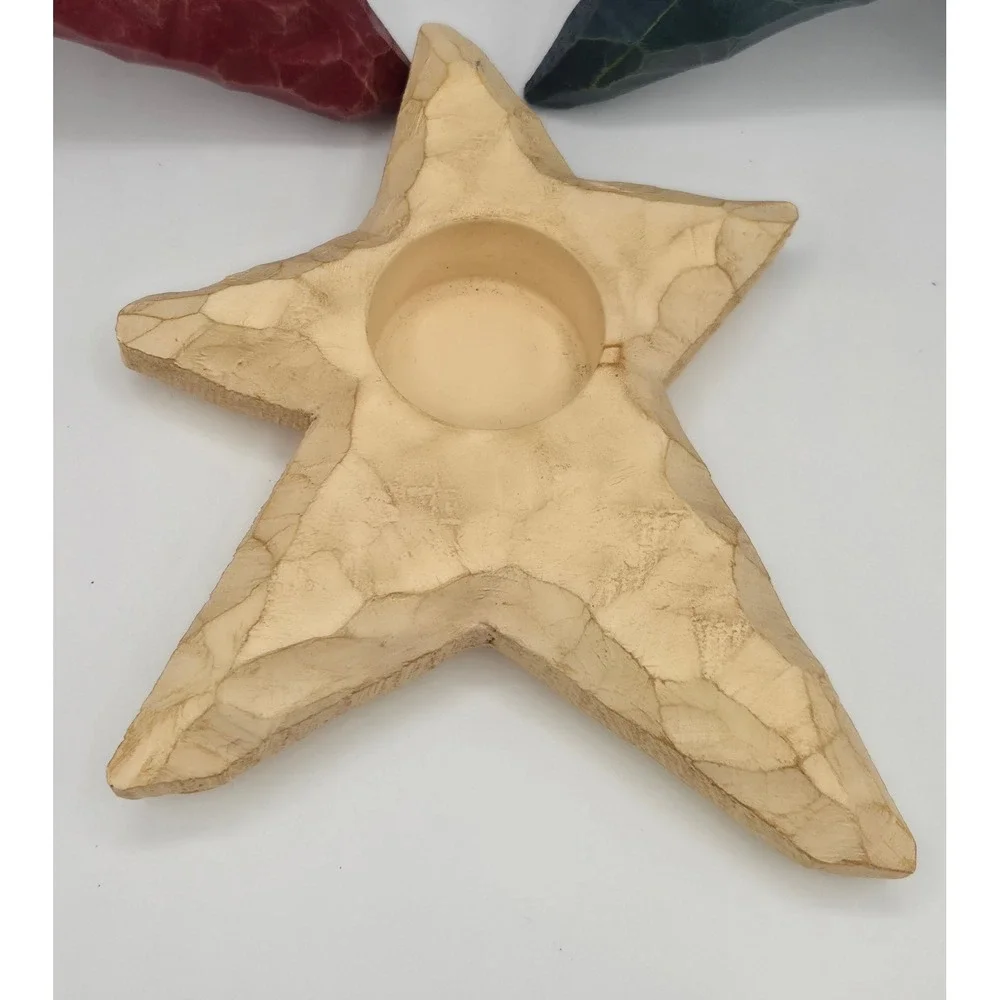 PartyLite Primitive Star Tealight Candle Holder S/3 Red White Blue Rare Retired